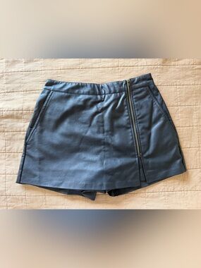 TALULAH Black Faux Leather Mini Skort